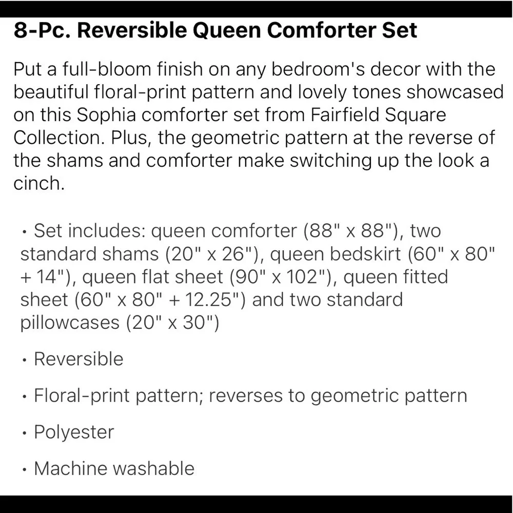 New 8pc Reversible Queen Comforter Set